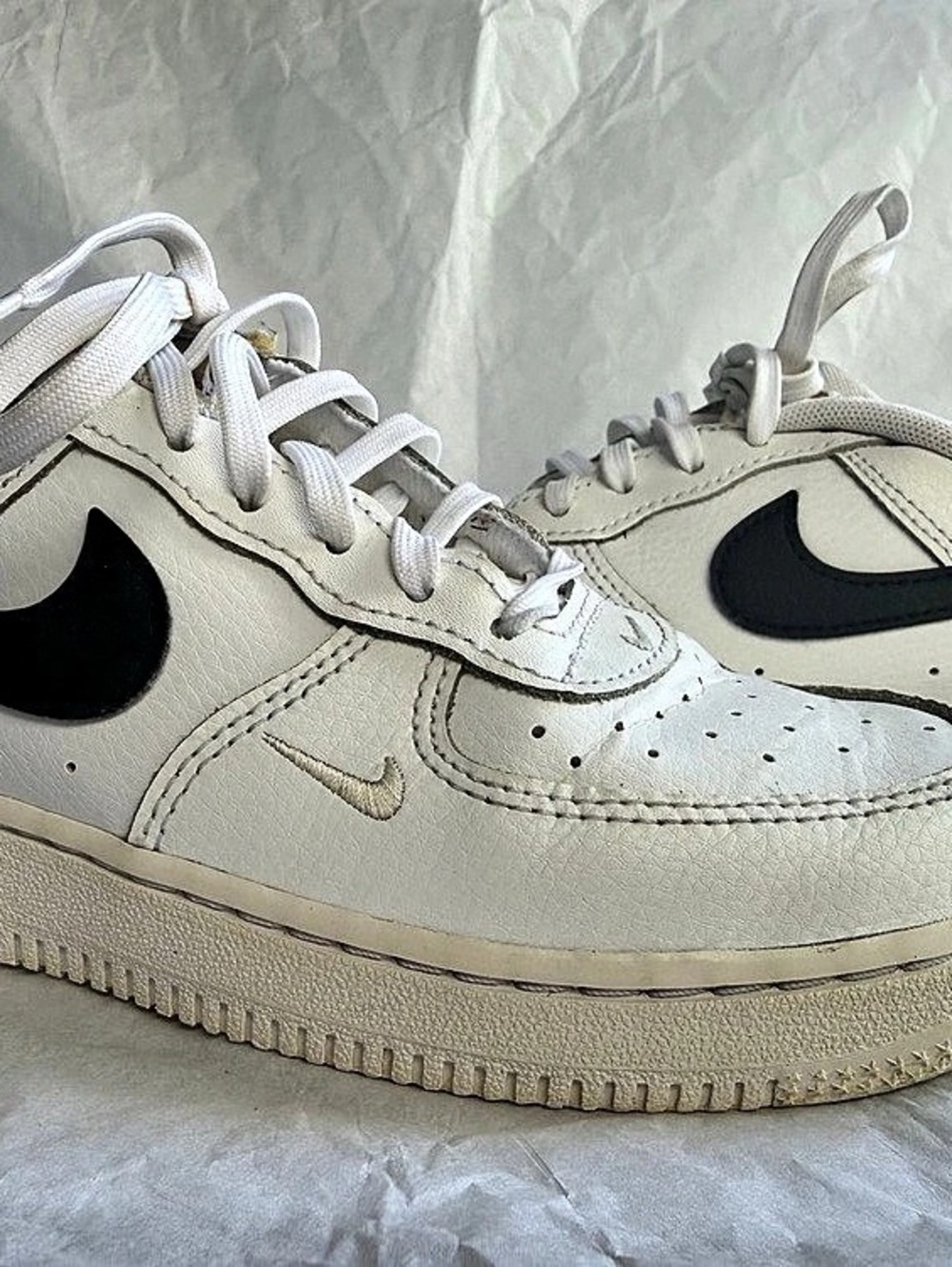 Kids Nike Air Force 1 Low 40th Anniversary White Black - Kids Size 2Y